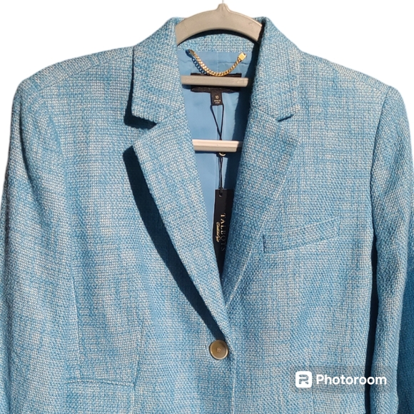 🔥Talbots Blazer Blue Tweed Jacket Women Size 10 NWT linen cotton blend - Picture 16 of 17